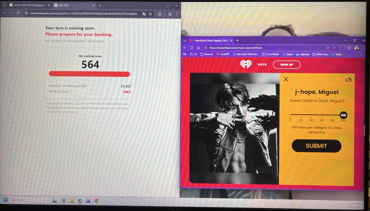 ShadowcatOT7's tweet image. Waiting in queue and voting at the same time #ARMYLife 

P.S Power Hour just started for i❤️ so go vote now if you can 🏃🏻‍♀️

🔗 iheart.com/music-awards/