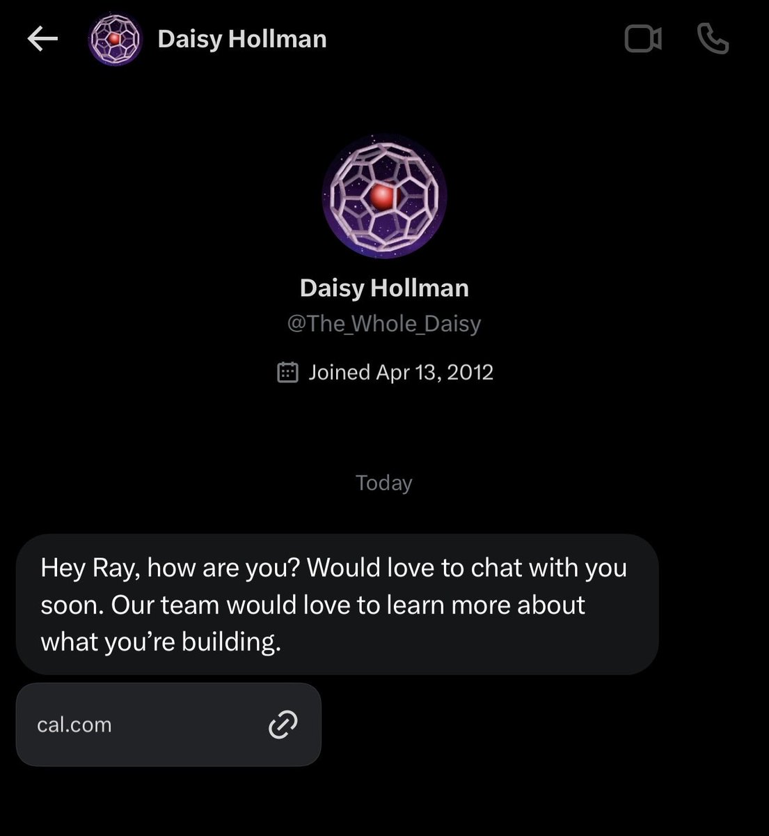 Cal.com DM screenshot