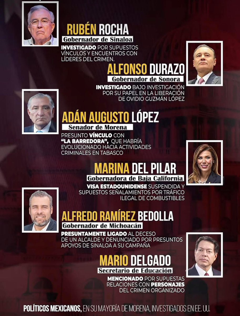 SEGÚN EL PERIÓDICO NEW YORK TIMES ESTOS SON LOS POLÍTICOS MEXICANOS QUE CUENTAN YA CON UN PROCESO LEGAL EN SU CONTRA EN LOS ESTADOS UNIDOS DE NORTEAMÉRICA 👎🏻👎🏻👎🏻