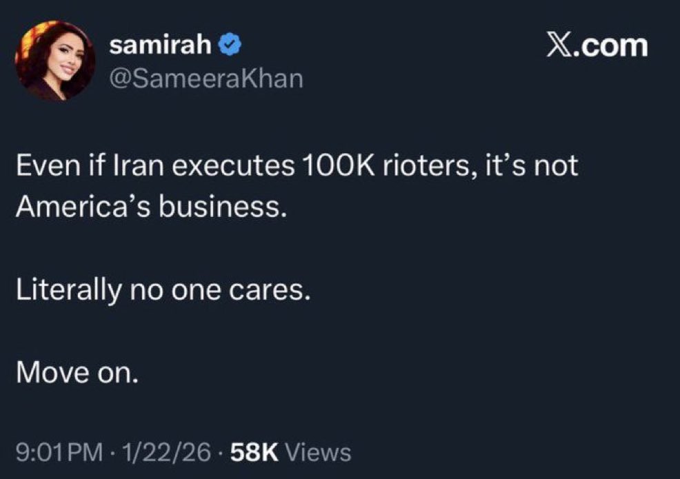 HanShawnity's tweet image. As an American, I care significantly more about the murder of 30,000 Iranian protesters by their illegitimate tyrannical regime than about the Palestinian terrorists killed in a war they started.