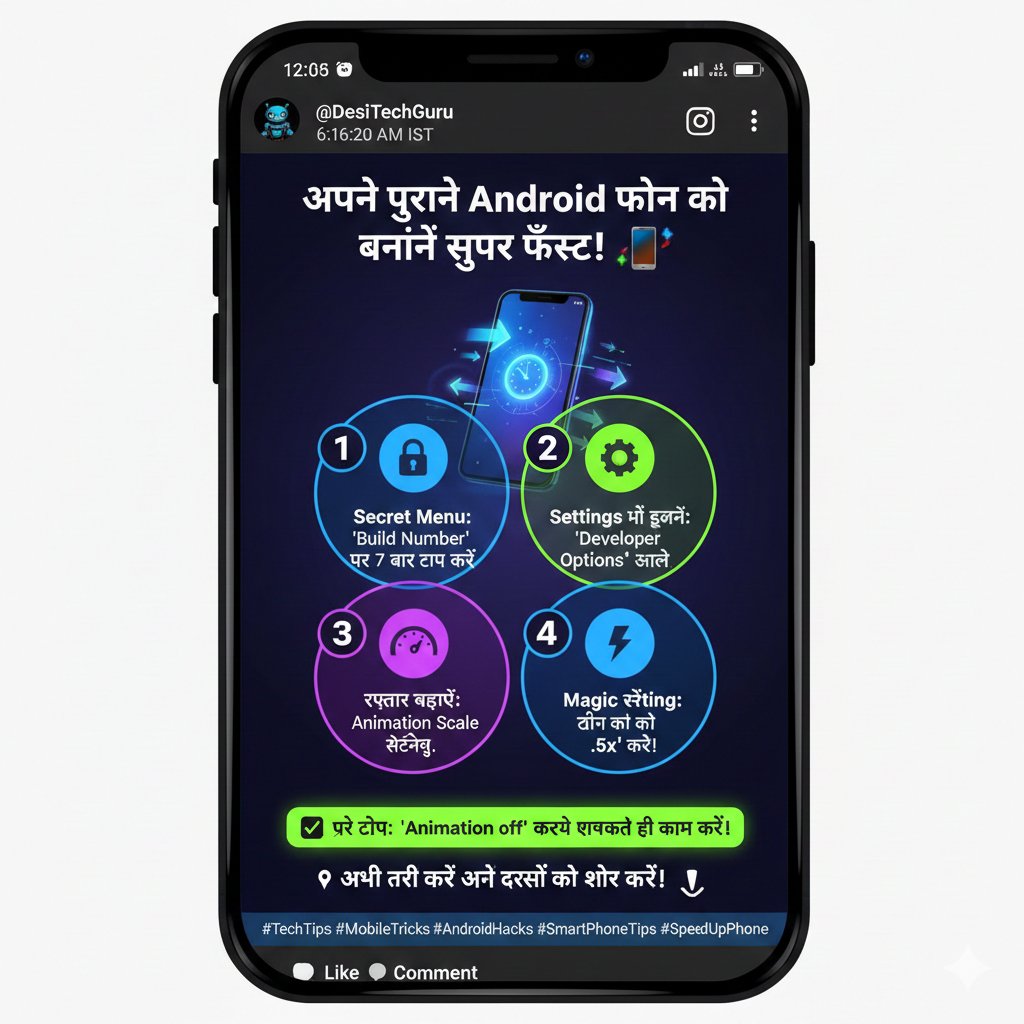 क्या आपका Smartphone पहले की तुलना में बोहोत Slow हो गया है और Hang होता है??

इस पोस्ट को पूरा पढ़े और इसका हल निकाले 

तो आइए  बताते है Secret Trick जिससे बिना किसी ऐप को डिलीट किए बिना ही अपने फोन की रफ़्तार को बढ़ा सकते हैं।।

Step -

1 ) Settings 👉 About Phone में जाएं और
