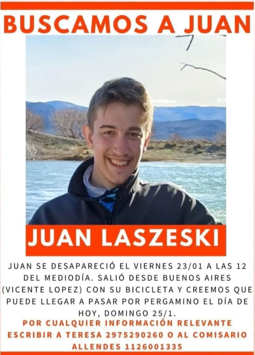SilSoWhat's tweet image. Estimados. Por favor, apelo una vez más a la magia de twitter. 
Es hijo de un conocido que vive en el sur. 
Los teléfonos de contacto están en el flyer ❤️🙏🏻
#BuscamosAJuan 
CC @RCachanosky @autopolitics @salvinamusica @Mr_Bugman @Manolo22052015 @ToroCabron_ @SusukiOpina…