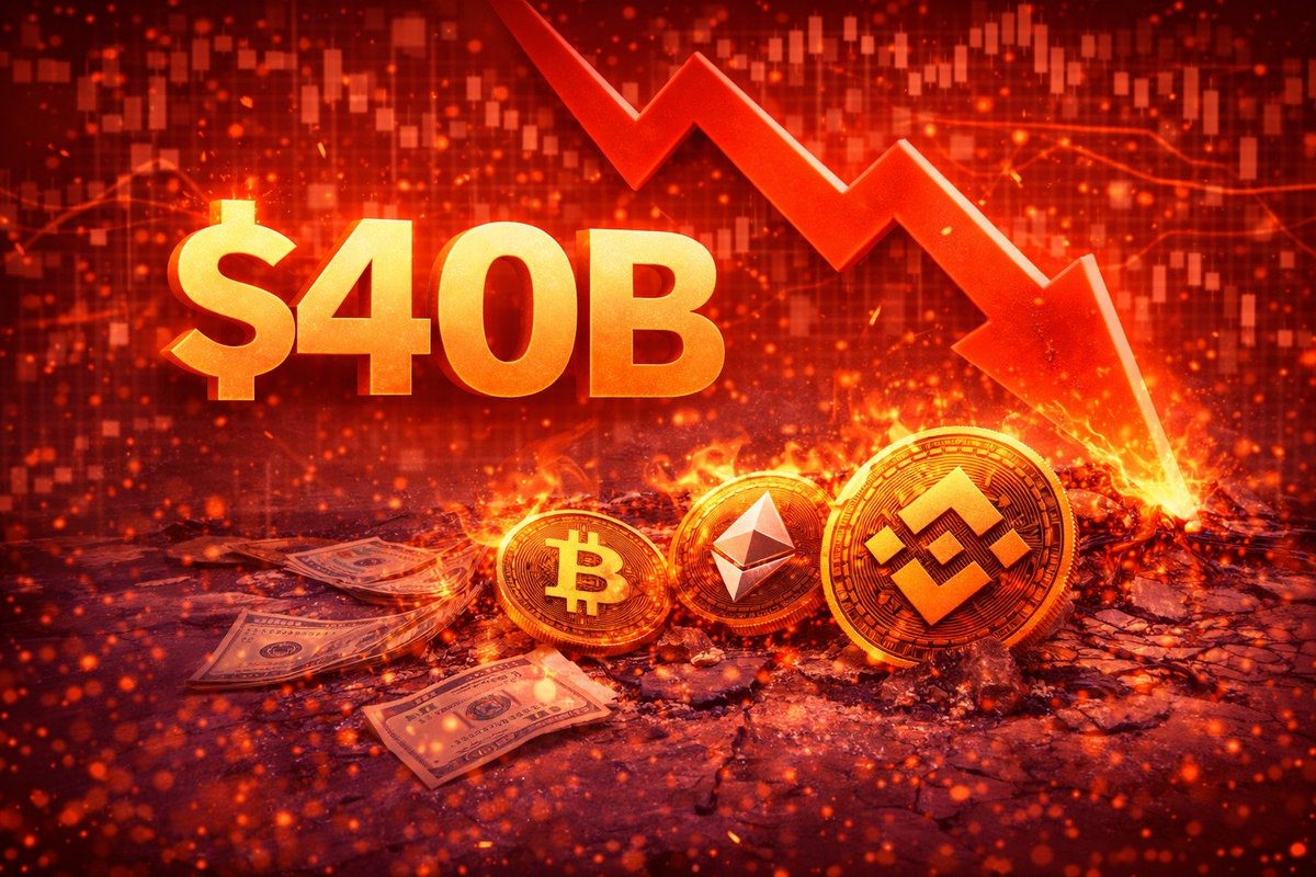 $40B WIPED FROM CRYPTO MARKET IN JUST 3 HOURS The total crypto market shed  $40 billion in market value in just three hours, highlighting sharp  volatility and rapid risk off moves across