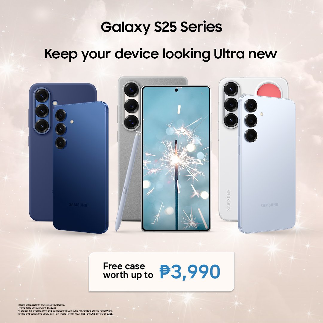 _sienatweets's tweet photo. Keep your Galaxy S25 Series looking Ultra new! Get a free case worth up to ₱3,990 until January 31, 2026 only. Don’t miss these epic deals!

Drop by our Samsung stores and get this new one! https://t.co/WgsXy5VIIP

#GalaxyS25 #Samsung https://t.co/S5SkdaYqif