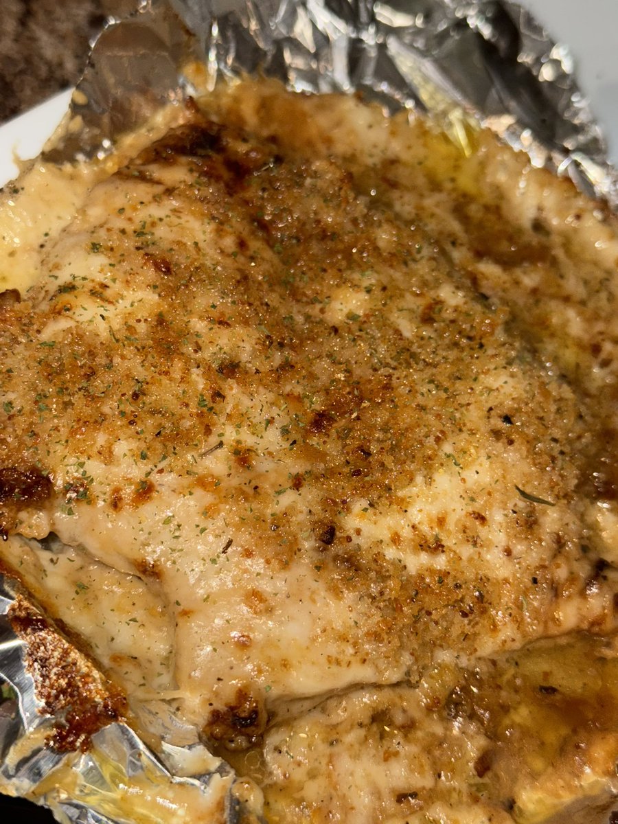 Ricusider's tweet image. Longhorn Parmesan crusted chicken (copy cat) for dinner.