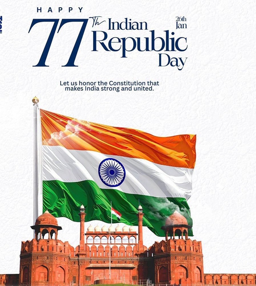 abhimanyuravit2's tweet photo. #JaiHind
Honoring the spirit of democracy and freedom
Here's to unity, heritage, and the pride of being an Indian
#Happy77thRepublicDay 
#MeraBharatMahan
#26january2026 
#HappyRepublicDay2026 
#HappyRepublicDay https://t.co/tZthEQQTzu