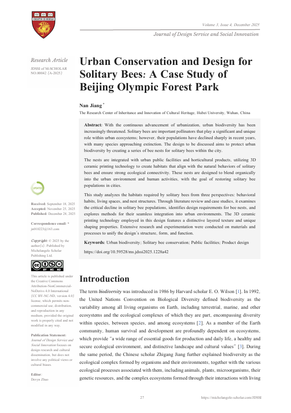 YOUTOO2022's tweet photo. Latest article: Urban Conservation and Design for  Solitary Bees: A Case Study of  Beijing Olympic Forest Park
https://t.co/f7ZBIDKYnf https://t.co/L8I5CgmZ7R