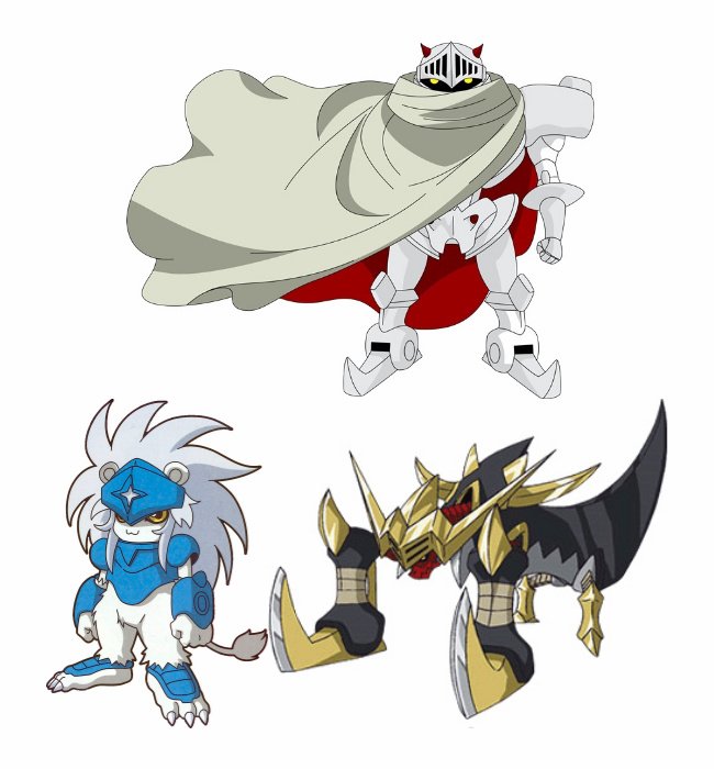 Commission, Dark Knightmon: Purified (Skull Knightmon: White + Spadamon + Deadly Axemon)