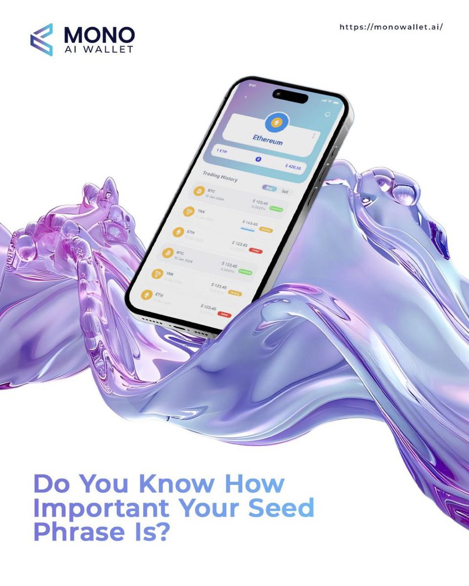 MonoAIwallet's tweet photo. Your seed phrase isn’t just a password — it’s the master key to your entire wallet.
Once lost or exposed, no platform, not even Mono, can help you recover it.

✅ Mono AI Wallet uses a unique 25-word seed phrase, providing stronger, quantum-resistant protection.
💡 Write it down. Keep it offline. Never share it online.

🟣 Security starts with awareness — and your backup.
🔗 https://t.co/dzXoBM3AYL