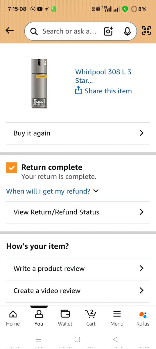 ManishKuma37836's tweet image. "Extremely disappointed with @amazonIN @AmazonHelp. #consumerHelp They picked up my refrigerator on 3rd Jan but are now refusing to refund and ignoring my emails. Order ID: [406-5241796-9693934 ]. Is this how you treat customers? @jagograhakjago @consaff"