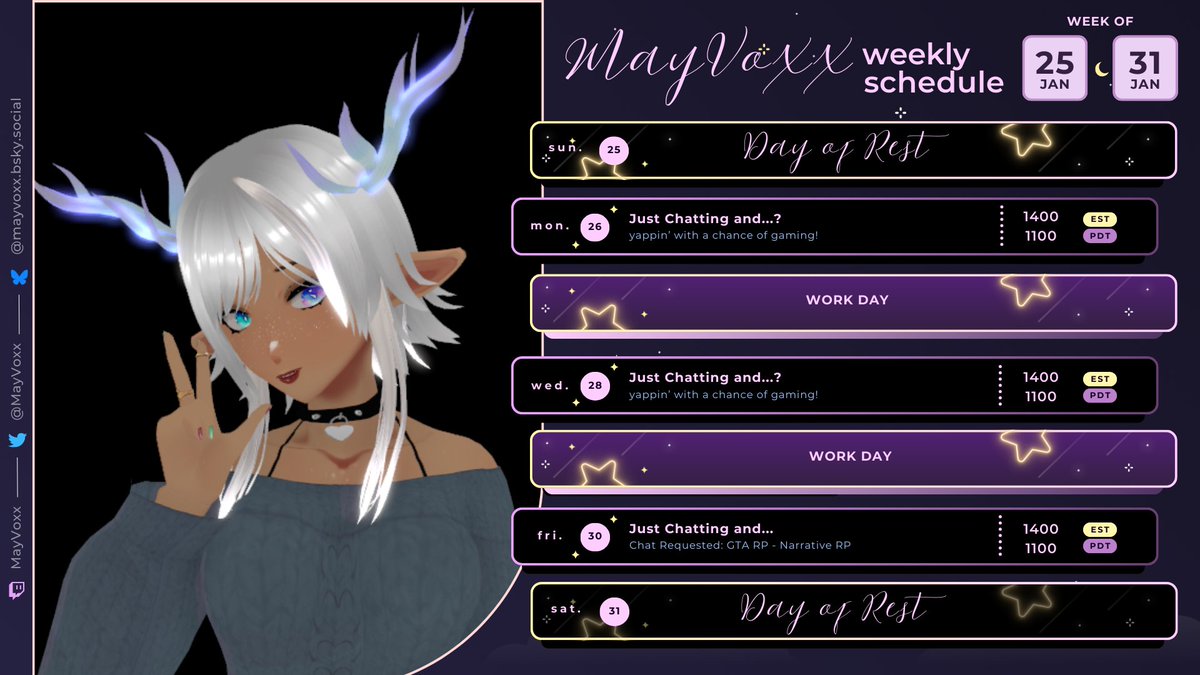 Trying out posting the schedule instead of the lives. If you guys want live notifications, you know what to do ♥