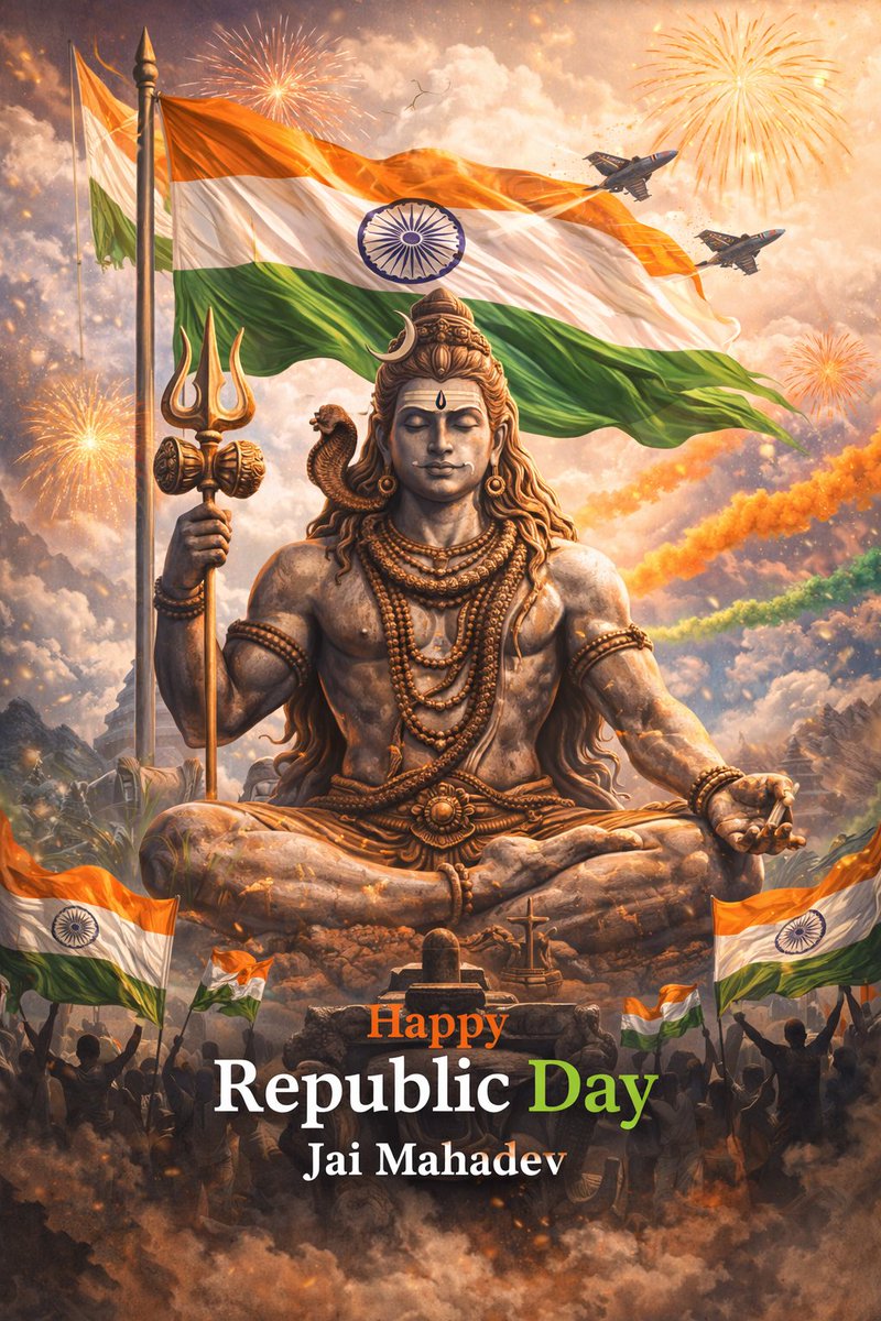 #RepublicDay.महादेव की शक्ति और भारत की आत्मा — यही हमारा गणतंत्र है।

यह दिन संविधान के साथ संस्कृति और संस्कार का भी उत्सव है।

सभी देशभक्तों और सनातनियों को गणतंत्र दिवस की शुभकामनाएं।

👉 गर्व है तो “जय महादेव 🇮🇳 (aakash prajapati)

#RepublicDay