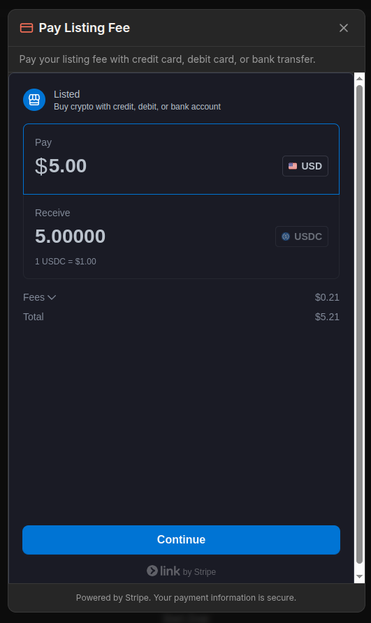 ListedShop's tweet photo. 12. @Stripe On-Ramp

Currently Stripe On-Ramp is integrated for purchases, listing fees (every Creator gets 1 free listing per month under 1 GB), and airdrop fees.   

This allows Listed to be not just for crypto users. https://t.co/AfrbVe2aKp
