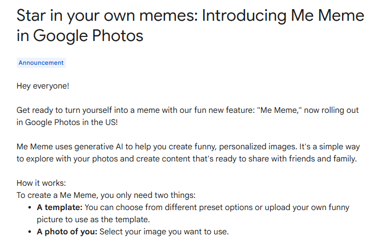 Me Meme feature announcement