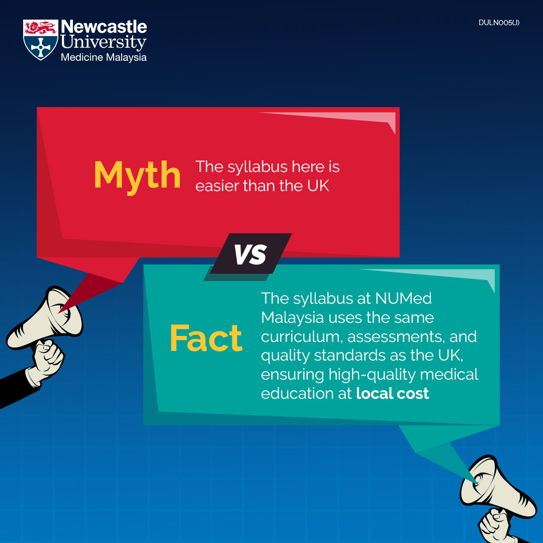 NUMedMalaysia's tweet photo. Thinking of studying medicine at NUMed Malaysia but unsure how it compares to the UK? 🤔
We bust 3 common myths covering recognition, curriculum & opportunities.
#NUMed #MBBS https://t.co/fbMVwPR9ca