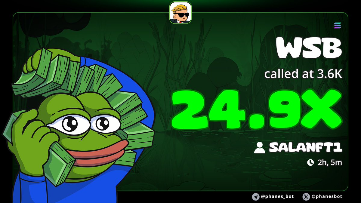 Made some banger calls lately, when I started posting my plays  here on X, everything went up on my account. The biggest one this week was $WSB X25. Other PNLs are 👇
If you want to get low-cap alpha, drop a follow😉

#memes #penguin #calls #memecoin