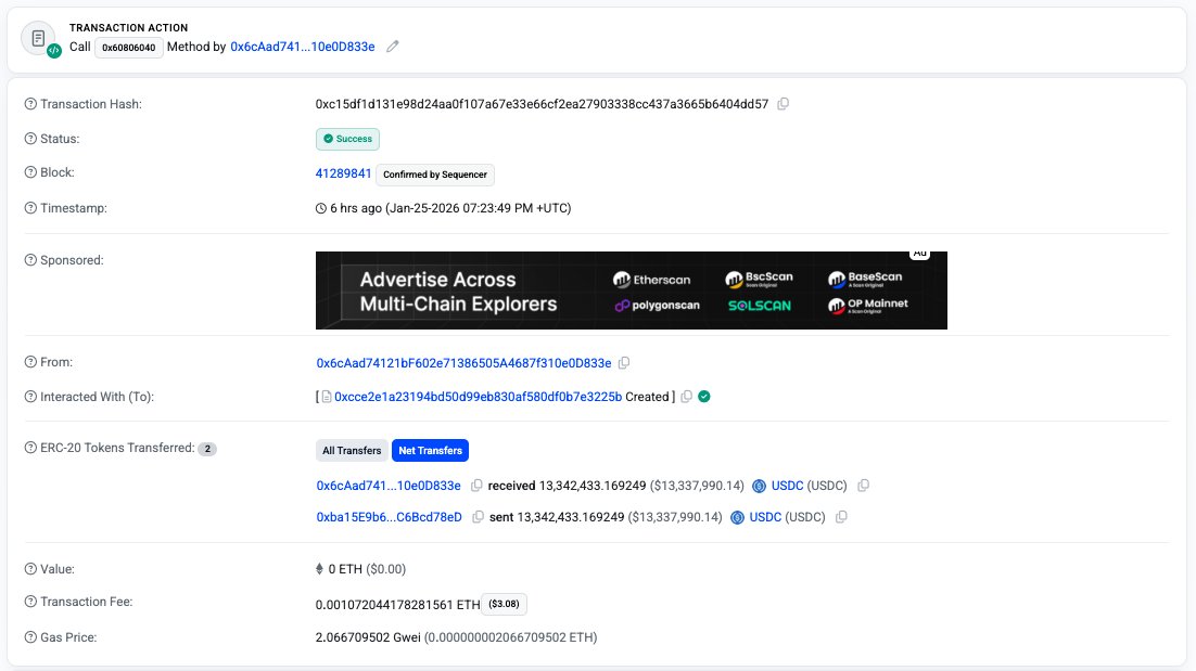 PeckShieldAlert's tweet image. #PeckShieldAlert Matcha Meta has reported a security breach involving SwapNet. Users who opted out of "One-Time Approvals" are at risk.

So far, ~$16.8M worth of crypto has been drained.

On #Base, the attacker swapped ~10.5M $USDC for ~3,655 $ETH and has begun bridging funds to…