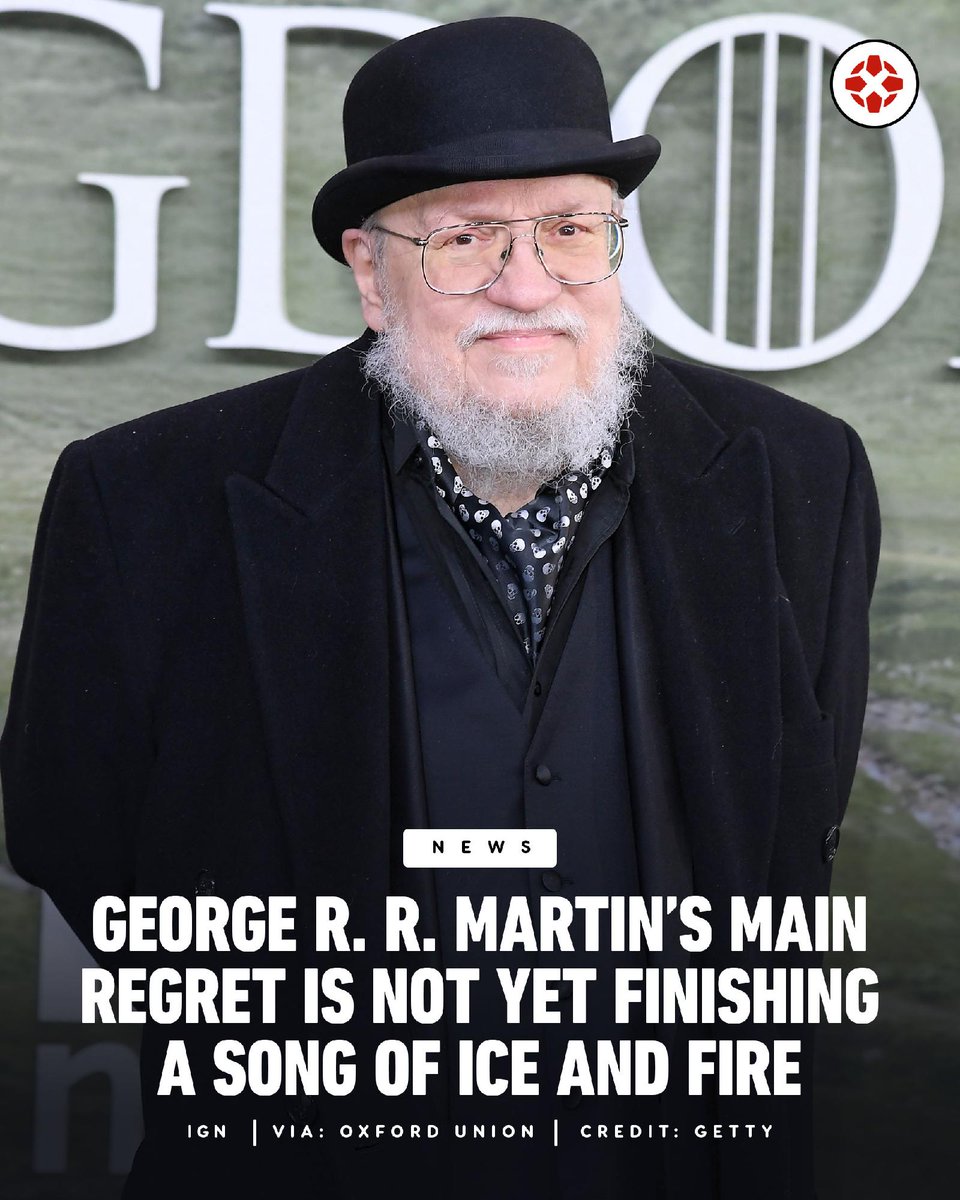IGN's tweet photo. Speaking during an appearance at the Oxford Union, George R. R. Martin revealed his "main regret" with his A Song of Ice and Fire series is that they "aren't done yet". 

Via Oxford Union: https://t.co/L0Pu2ZX1SW https://t.co/f3RjJXKKFe