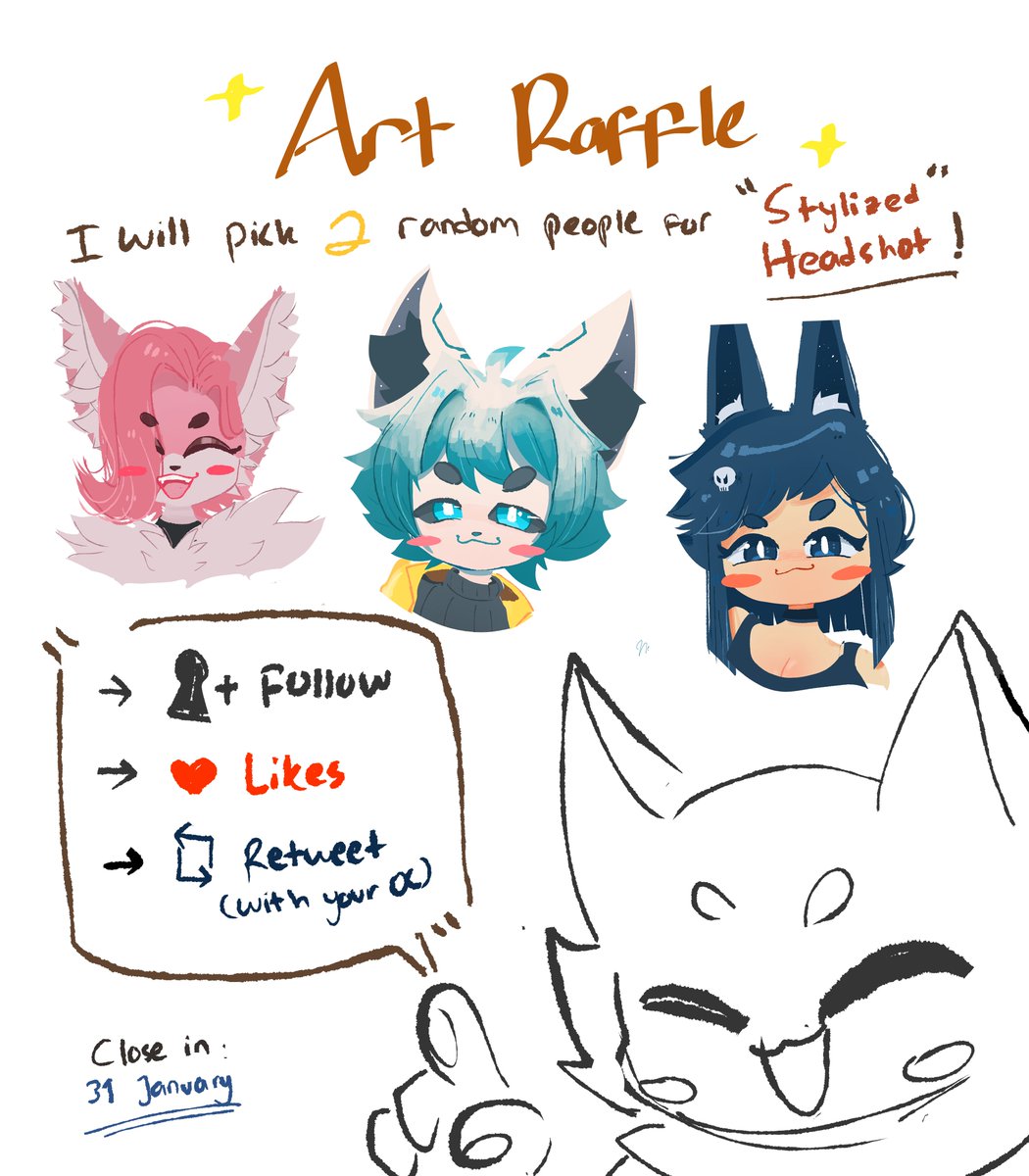 ✨Art Raffles Open! (*´∇`)ﾉ✨
I will pick 2 random user
will close at 31 January

Goodluck and have great day (ˊ˘ˋ*)
#artraffle #artmoots