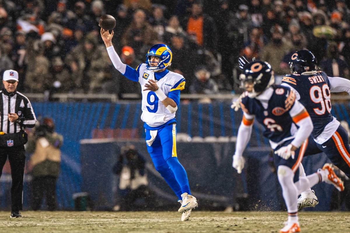 TheLARamsPR's tweet photo. Matthew Stafford has his eighth career playoff game with 300+ passing yards, tied for third-most in NFL history trailing only Tom Brady (19) and Peyton Manning (9).

#Rams | #RamsHouse https://t.co/4dRmYL3I51
