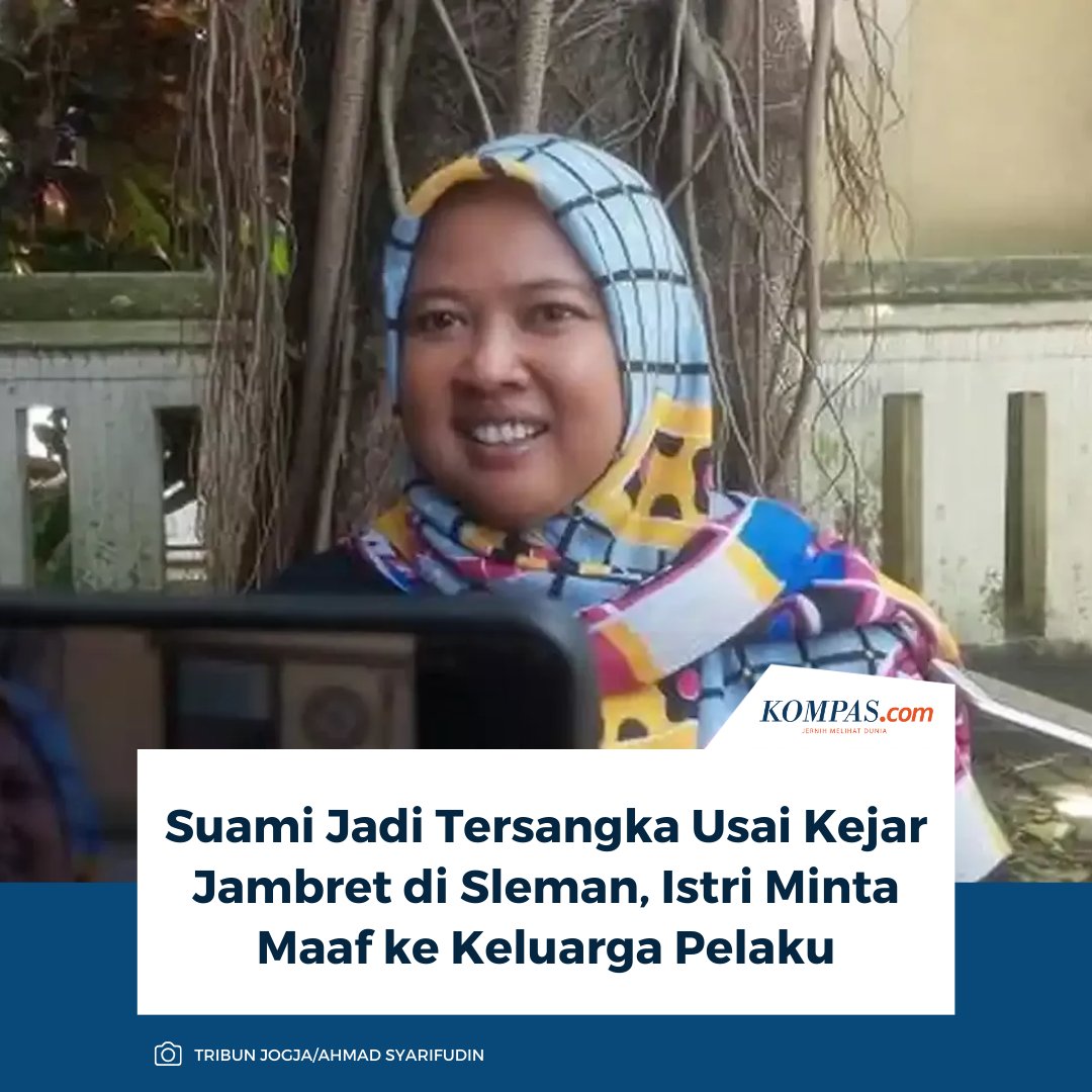 kompascom's tweet photo. Sebelumnya, peristiwa ini bermula pada 26 April 2025 lalu ketika Hogi mengejar dua orang penjambret tas istrinya. Motor yang dikendarai oleh para jambret itu kemudian tak terkendali hingga menabrak tembok. Mereka pun tewas. Dan, Hogi Minaya ditetapkan sebagai tersangka atas kasus kecelakaan. Keluarga Hogi menyampaikan permohonan maaf kepada pihak keluarga penjambret.

Baca di sini: https://t.co/m8Pnh5H6kG

~TR #KasusJambretSleman #Viral