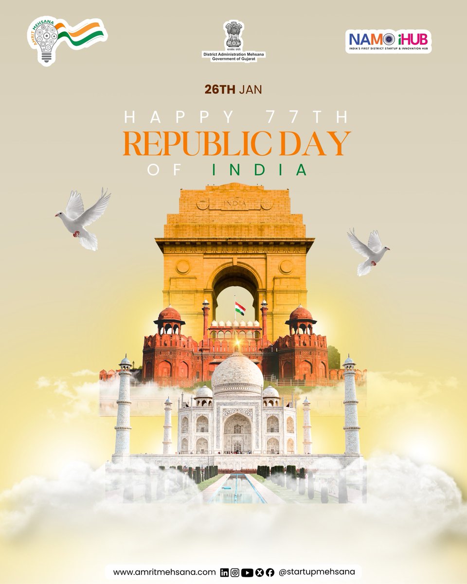 Driven by innovation. Guided by the Constitution.
Building a self-reliant and progressive India. 🇮🇳

#HappyRepublicDay #InnovationForIndia #StartupIndia #AmritMehsana #ViksitBharat