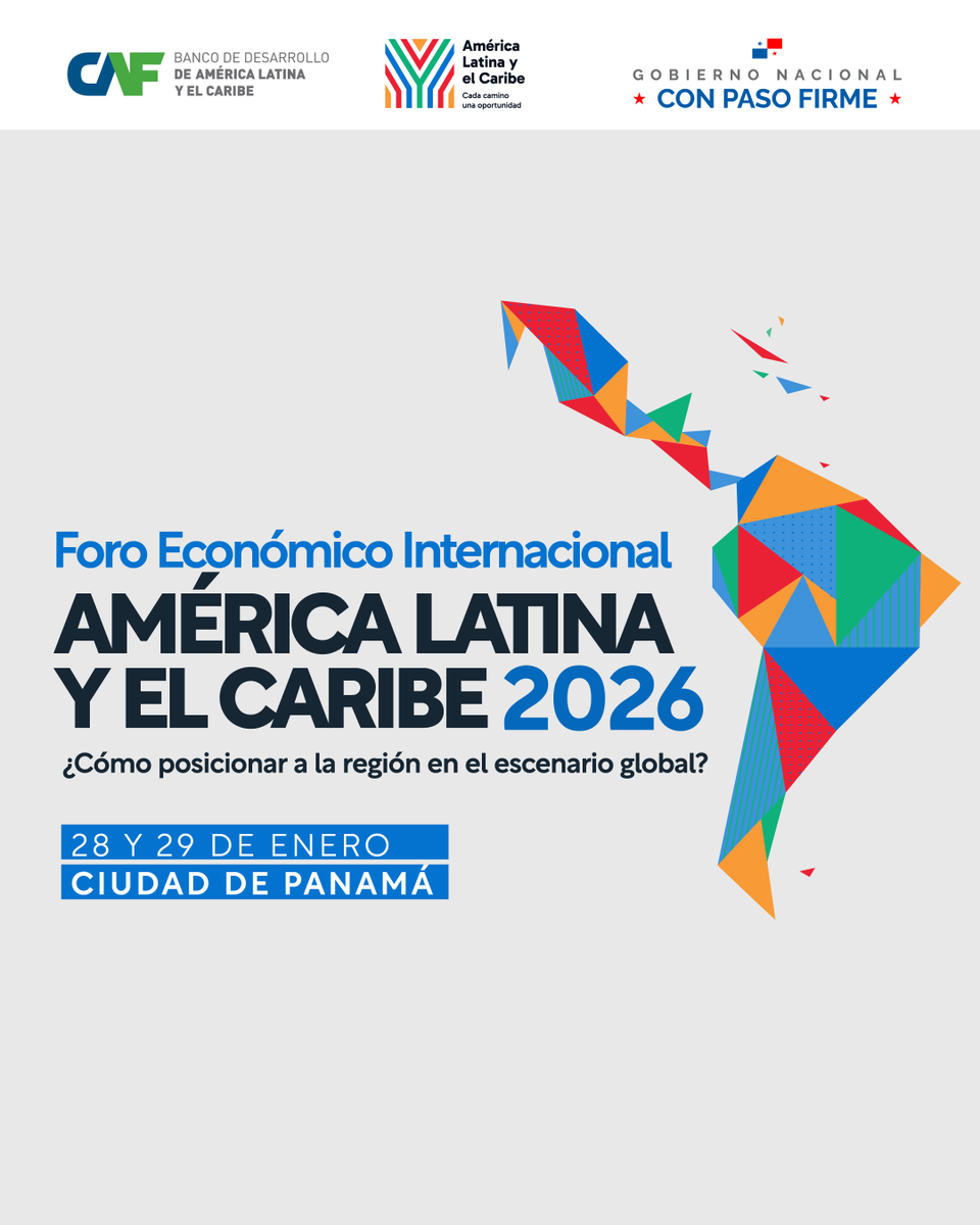 El 28 y 29 de enero se realizará el Foro Económico Internacional América Latina y el Caribe 2026, organizado por @agendaCAF.

Un espacio de diálogo con líderes empresariales y tomadores de decisión para abordar desafíos regionales y construir soluciones desde América Latina y el
