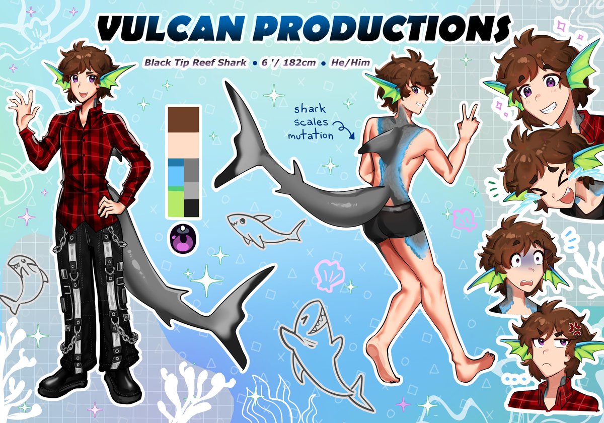 VulcanProductVT's tweet photo. @ShinoFyre Aloo! I'm Vulcan, a shark boy! I wasn't always a shark boy, I actually used to be pure human! The reason I'm a shark is my dorsal fin is actually a fossil that's embedded in my back! It's where I got my mutation! https://t.co/fKgysWzSJT