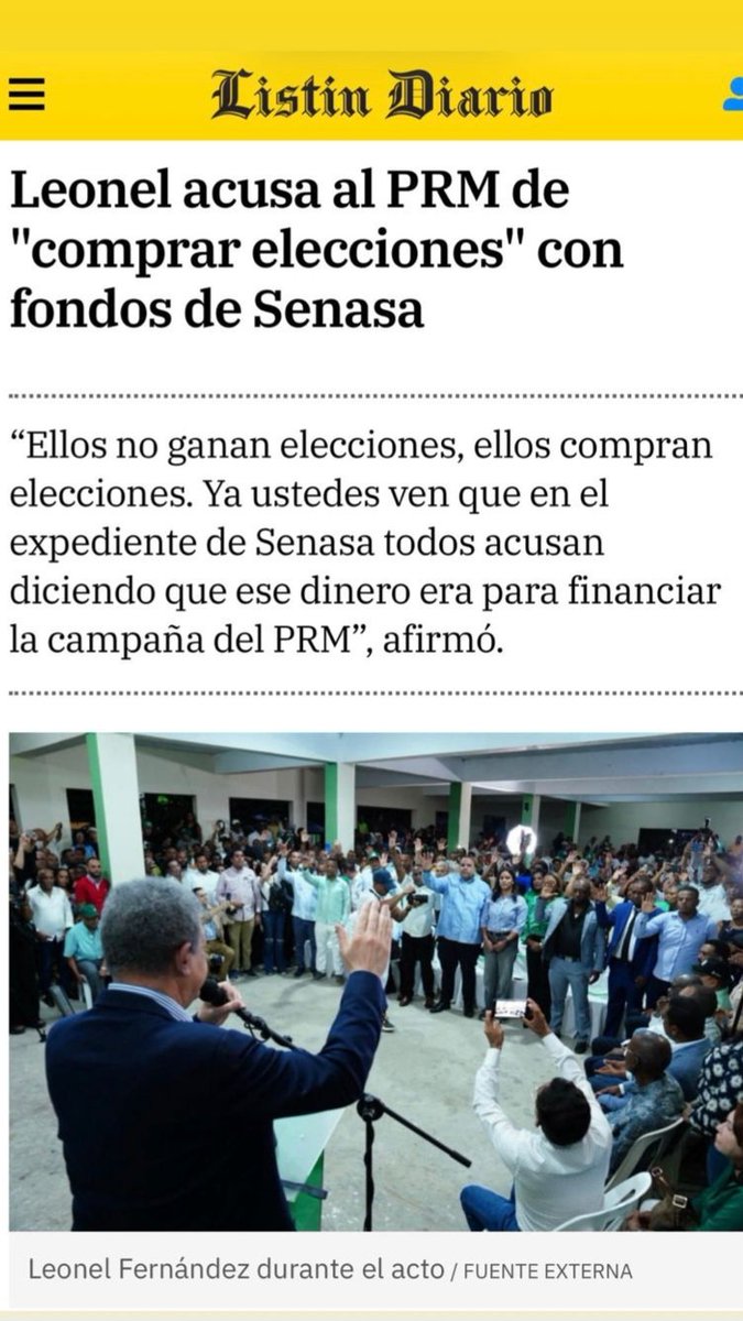 Leonel Fernández endurece el discurso <a href="/LeonelFernandez/">Leonel Fernández</a> continúa manifestando qué Abinader y el PRM compraron la elecciones con fondo de SeNaSa. #FPComunica  cita que Fernández tiene razón.
