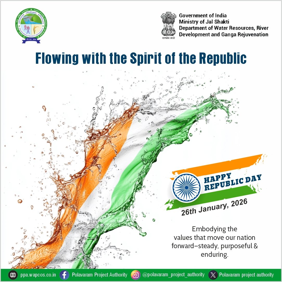 polavaram_ppa's tweet photo. The Republic isnтАЩt built in singular momentsтАФitтАЩs built in collective movements ЁЯЗоЁЯЗ│ЁЯМК.
This day reminds us of the quiet, continuous work that carries the nation forward.
#HappyRepublicDay #NationBuilding #India #PPA #PolavaramProjectAuthority #Mojs https://t.co/KNZfw0Rvj0