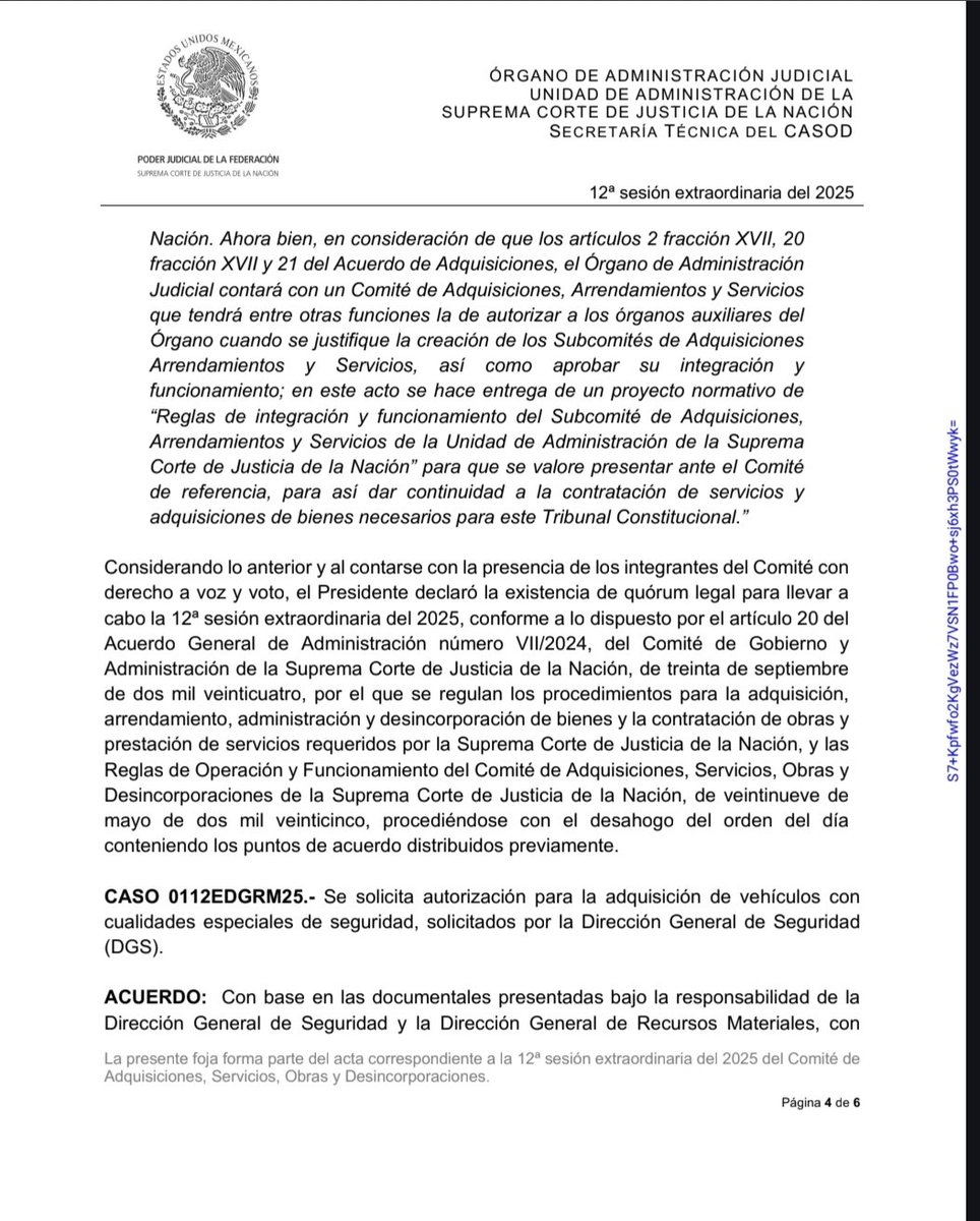 #ULTIMAHORA 🔴| <a href="/SCJN/">Suprema Corte</a> elimina el acta de la adjudicación directa de las 9 camionetas de lujo de su portal.

¿Pero que creen? 😱 guarde capturas y enlace. 

Son 6 hojas y tiene firma digital 👇