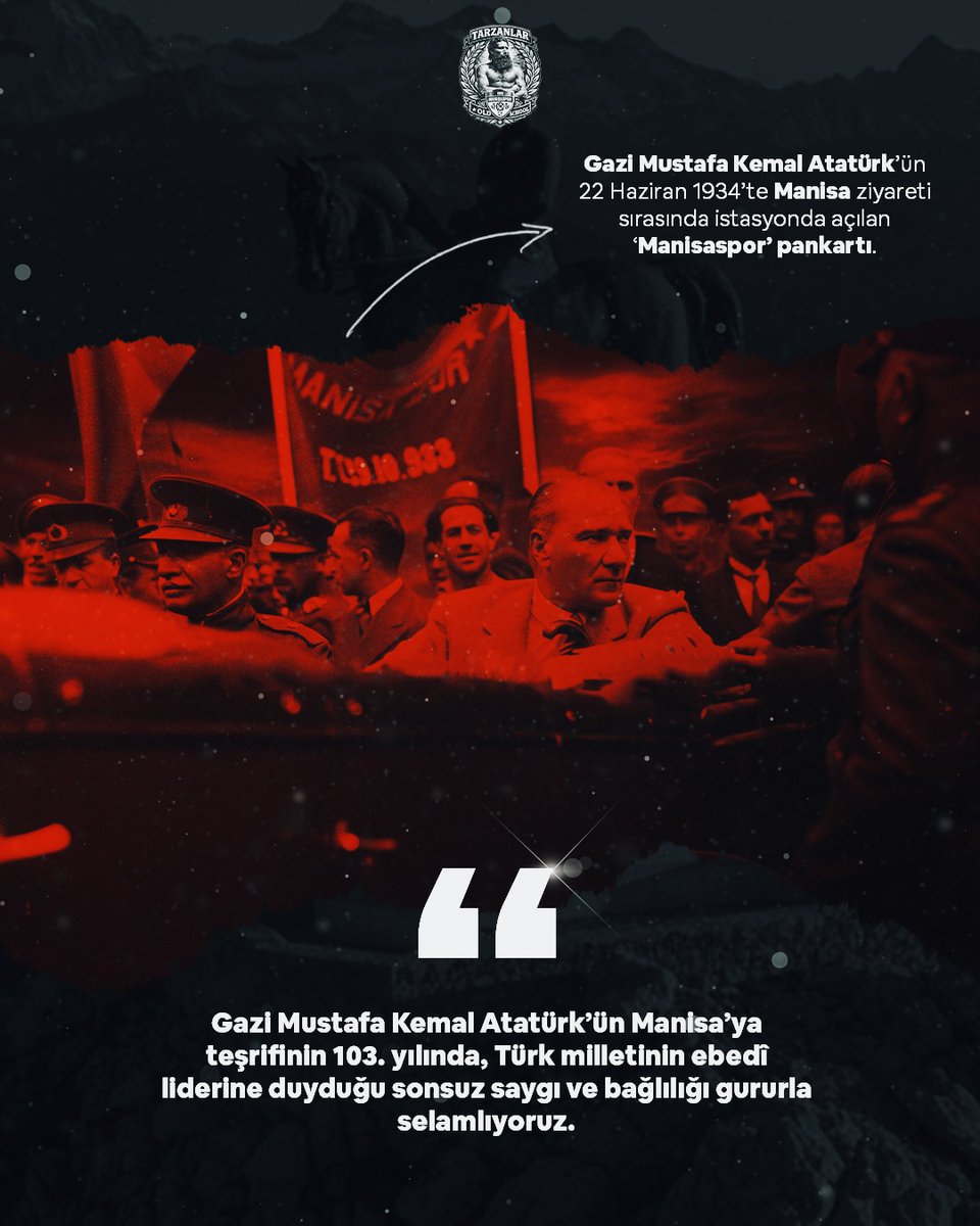 Atatürk’ün Manisa’ya gelişinin 103. yılı. 🇹🇷

“Felaketler, aklı başında milletleri azimkâr hamlelere sevk eder.”
— Gazi Mustafa Kemal Atatürk

Yıkımdan diriliş doğuran bir milletin gururudur Manisa.
