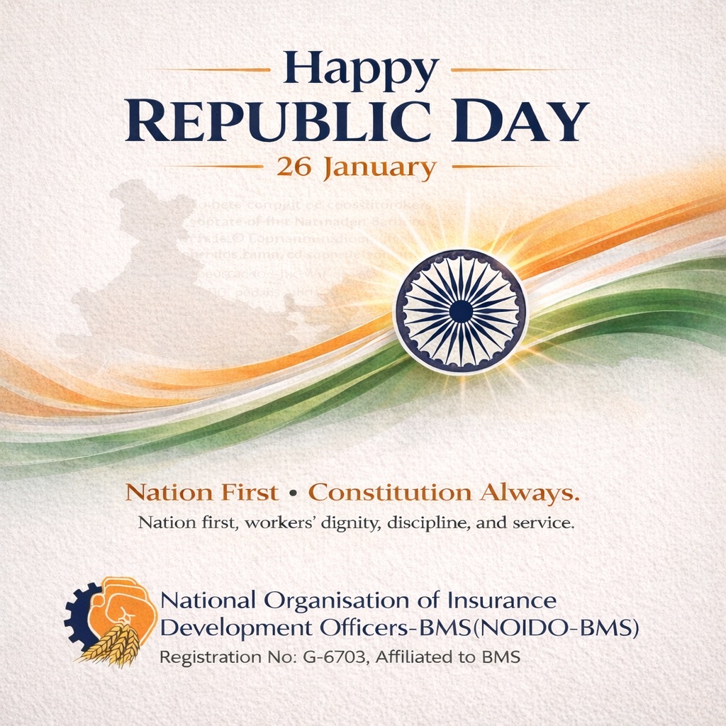 NOIDO_BMS's tweet photo. Republic Day reminds us of our constitutional duty to the nation and to every worker.
With discipline, dignity, and service, we move forward.
Happy Republic Day 🇮🇳 https://t.co/0uXAtHhoI2