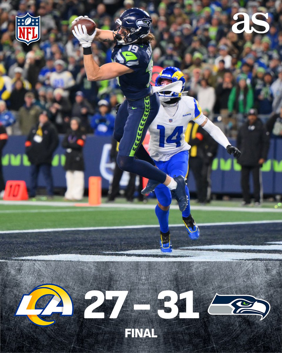 US_diarioas's tweet image. ⏱️¡SE ACABÓOOOOO! ⏱️

Los @Seahawks consiguen el boleto al Super Bowl LX tras vencer a los Rams en un partidazo que mantuvo las emociones al límite hasta el último minuto 👀🙌
#NFLPlayoffs | #RamsvsSeahawks | #RamsHouse | #Seahawks

¡SIGUE LA NARRACIÓN EN VIVO! 🏈📡
