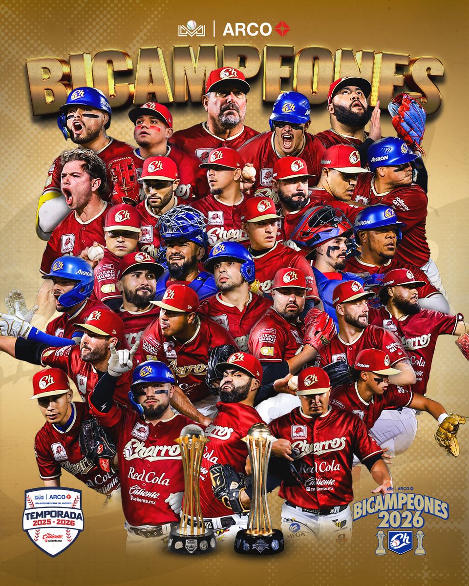 ¡La historia se repite! 🏆⭐️

Los <a href="/charrosbeisbol/">Charros de Jalisco🤠</a> son bicampeones de la Liga ARCO Mexicana del Pacífico 🔥🤩

¡Felicidades a su afición, hoy Jalisco no duerme! 👑

#LigaARCO ⚾️