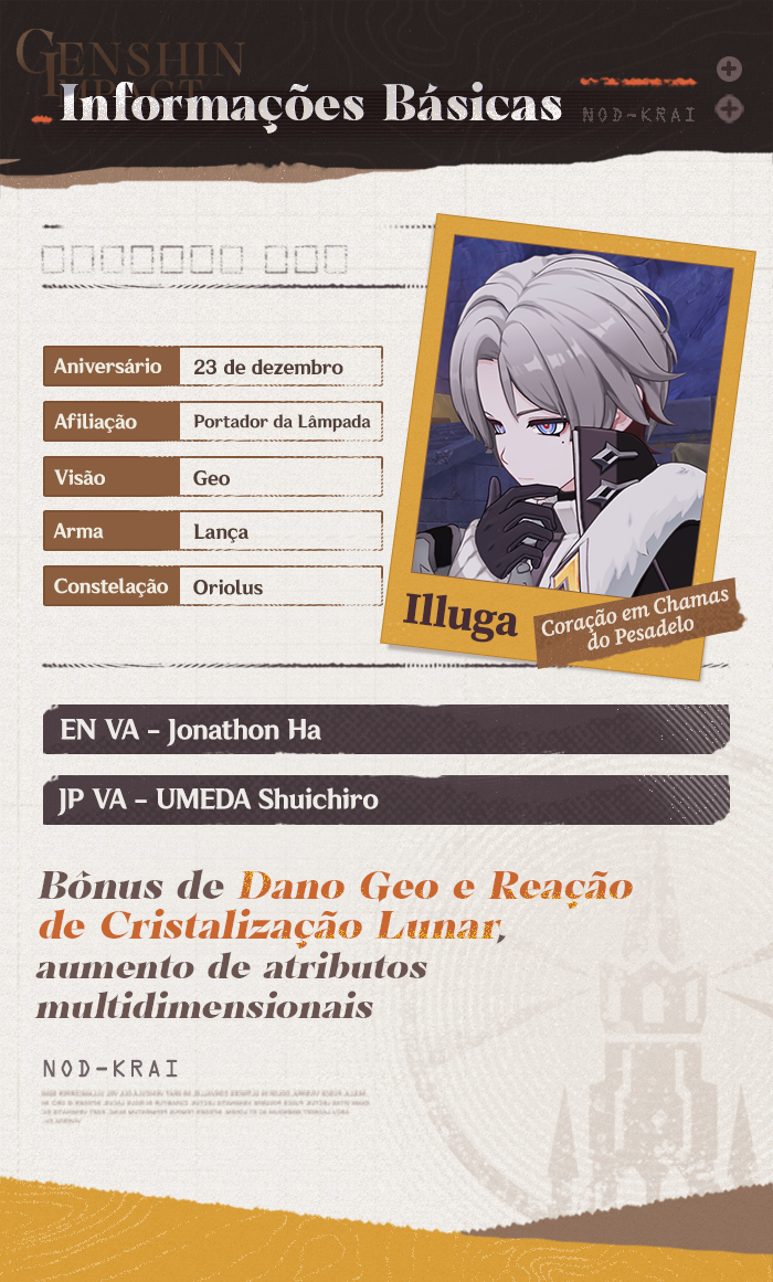 BRGenshinImpact's tweet image. #GenshinLunaIV #GenshinImpact #Illuga 
Apresentação de Personagem e Demo de Habilidades: "Coração em Chamas do Pesadelo" - Illuga

Olá, Viajante! Hoje trazemos informações detalhadas sobre Illuga.
Nas aventuras anteriores, o Viajante pode ter notado um nome mencionado por Flins e…
