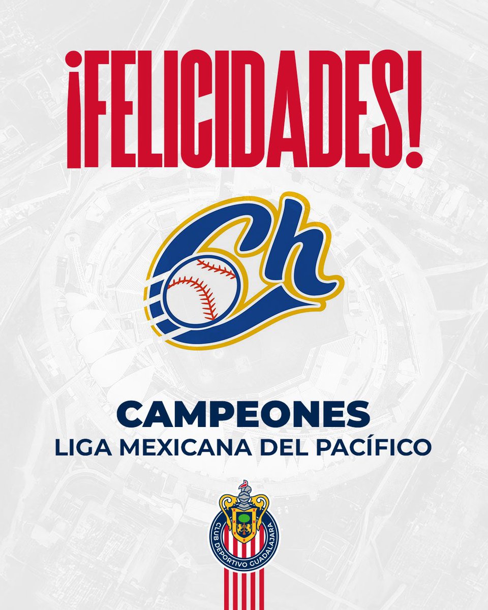 Chivas's tweet image. ¡Enhorabuena, @charrosbeisbol, por su campeonato en la Liga Mexicana del Pacífico! 👏⚾️