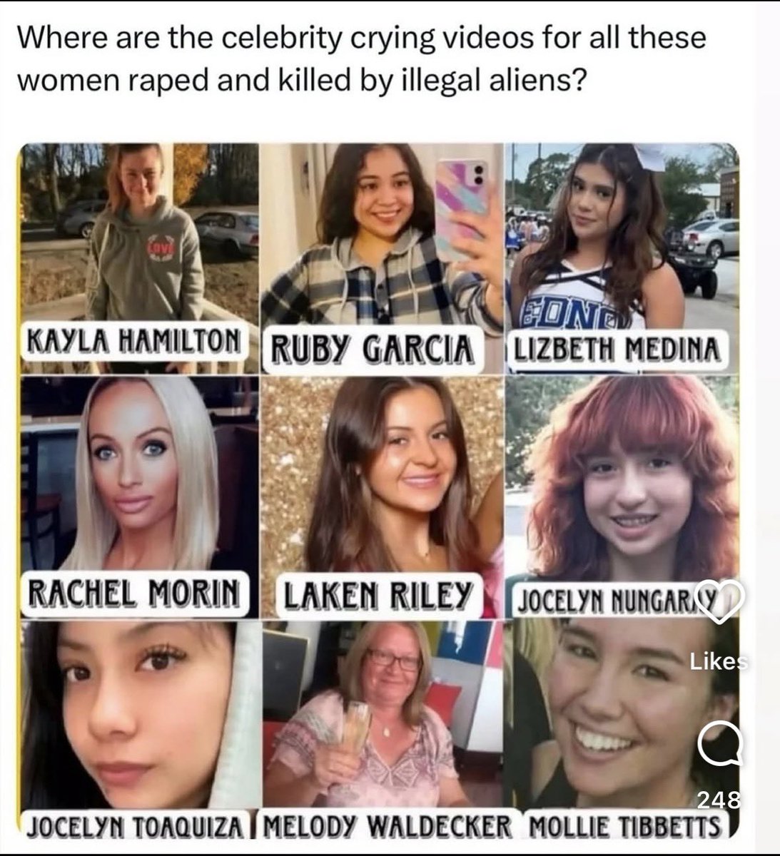 SpartyRob73's tweet photo. @EdKrassen You are defending the illegals that killed these individuals https://t.co/rLPHO1JKAM