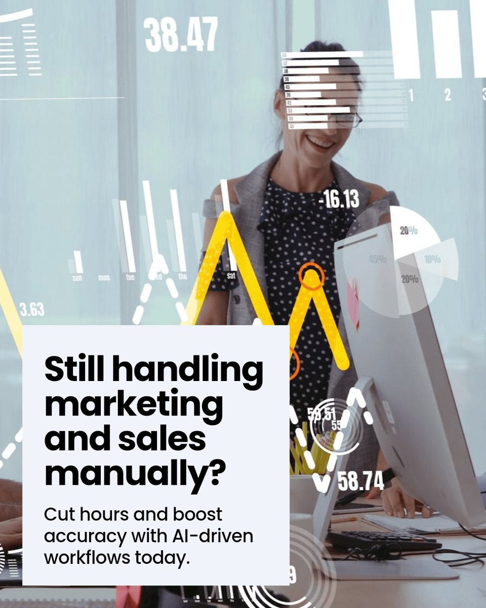 JXINGTech's tweet photo. Still managing marketing and sales manually? AI-driven workflows cut hours off your process and boost accuracy. Why not see how automation can change your business today?

#DigitalGrowthPartner https://t.co/4ZbTYedIUs