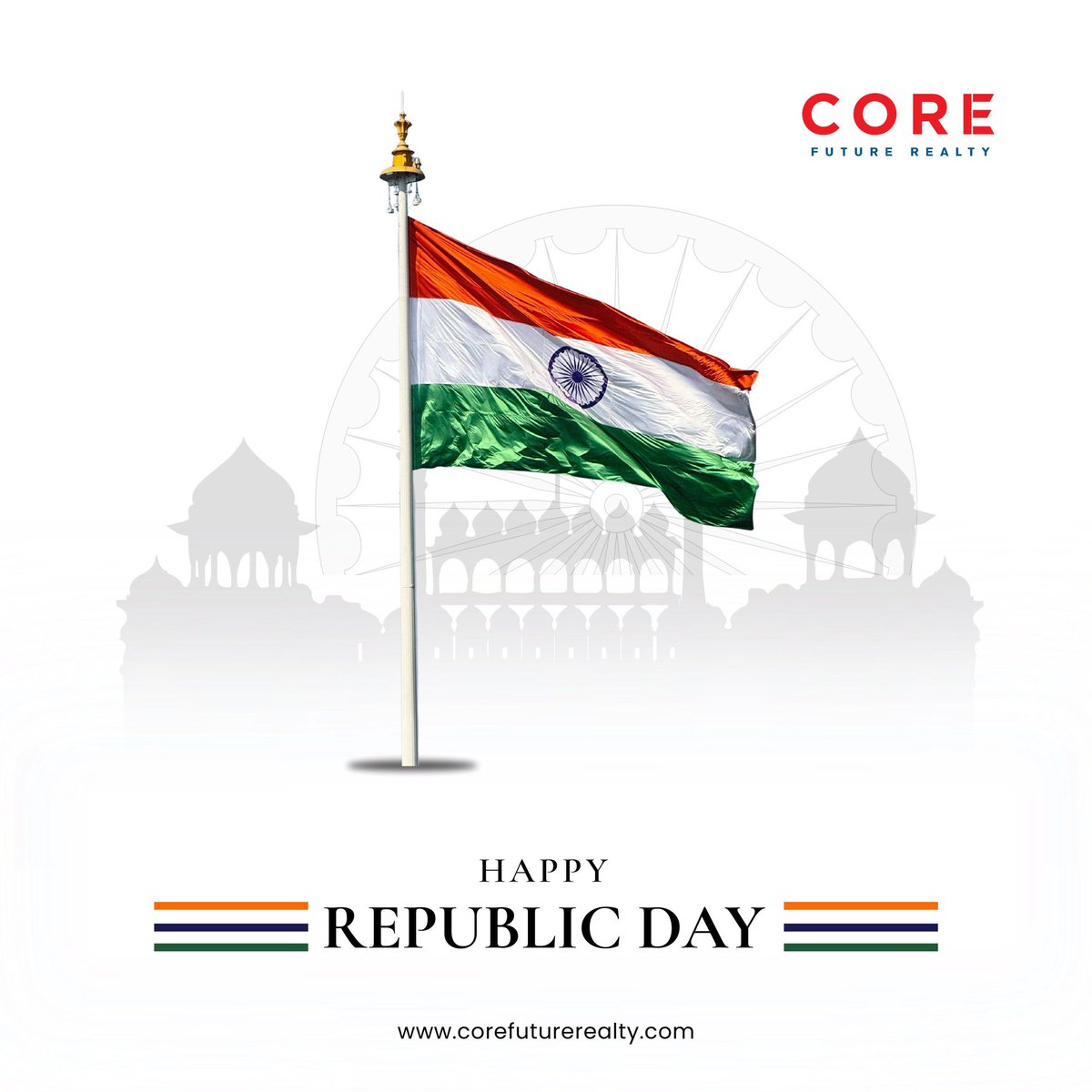 corefuturealty's tweet photo. On this Republic Day, 26th January, we honor the spirit of unity and national progress. Core Future Realty extends its best wishes for a prosperous and progressive tomorrow.

#corefuturerealty #happyrepublicday https://t.co/5aVVI1Q0lT