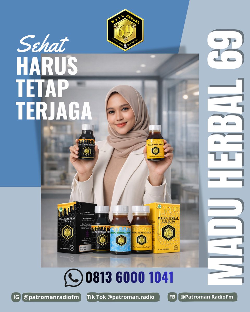 Baraya punya keluhan berbagai macam penyakit...? 
- Asma
- Asam Urat
- Asam lambung
- Sembelit 
- Rematik
- kesemutan 
- pegal2
- Ginjal 
- paru paru
- dll 
Coba deh minum Madu Herbal 69 
Wa langsung ke 081360001041
 #maduherbal69 #sehat #patromanfm #kotabanjar #fyp #madu #sehat