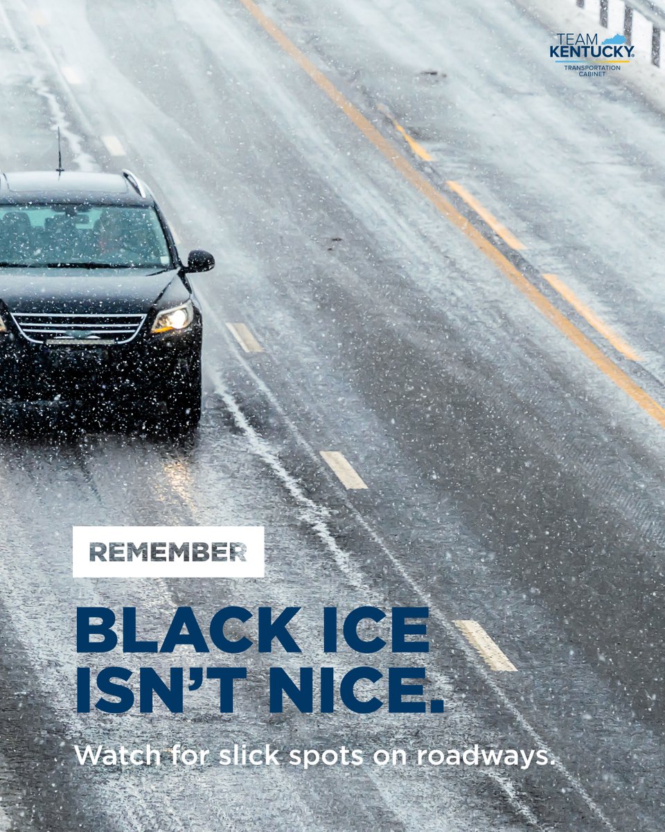 KYTCDistrict9's tweet photo. 1-25-26 District 9 Road Report 10:00 p.m. Low temps are causing refreezing. Crews are plowing all 10 counties. Only drive if necessary, keep distance, and slow down! Watch for black ice. Stay safe, District 9! #RoadReport #SafetyFirst https://t.co/yawlZPq5PJ