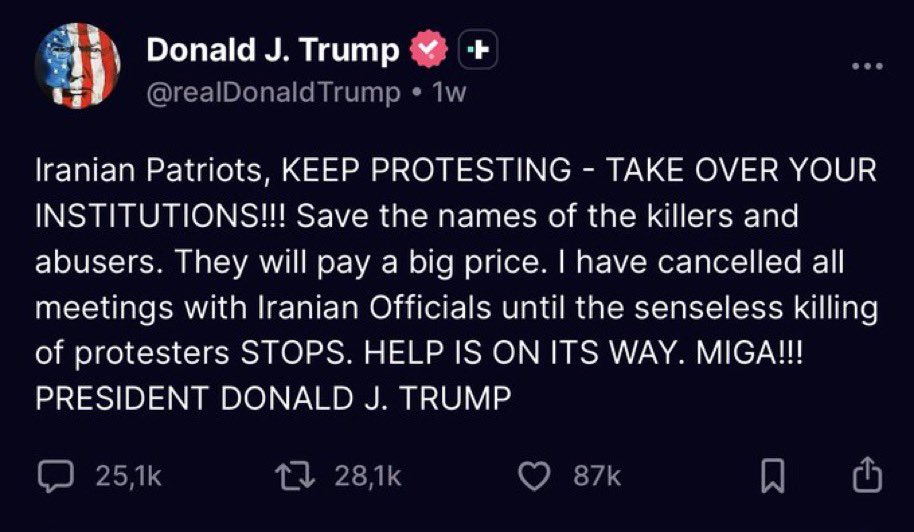RpsAgainstTrump's tweet photo. Trump nearly 2 weeks ago: “Keep protesting…Help is on its way.” https://t.co/Yydv7gc6b2