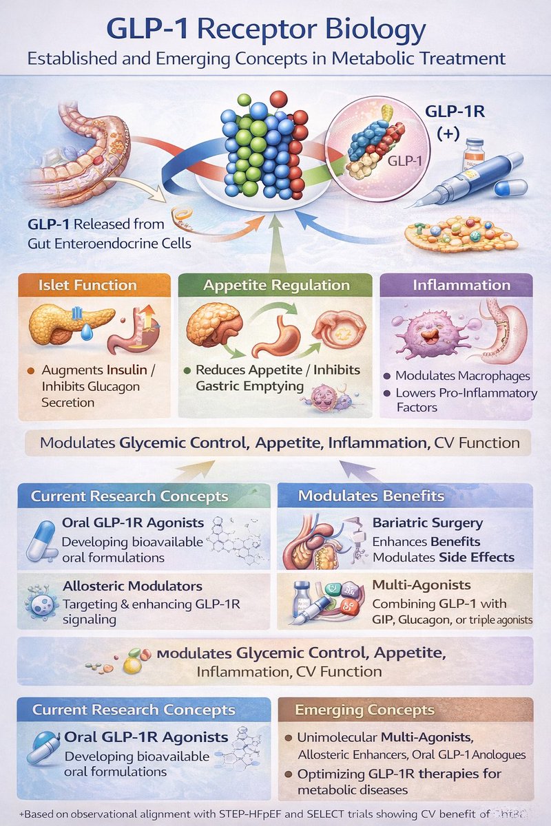 Glucagon-like peptide 1 receptor agonists (GLP-1RAs):

👉GLP-1 is a peptide hormone released from the distal ileum &amp; colon after oral nutrient intake. 
👉GLP-1RA reduces glucose by increasing glucose-dependent insulin secretion from beta cells in the pancreas, by decreasing