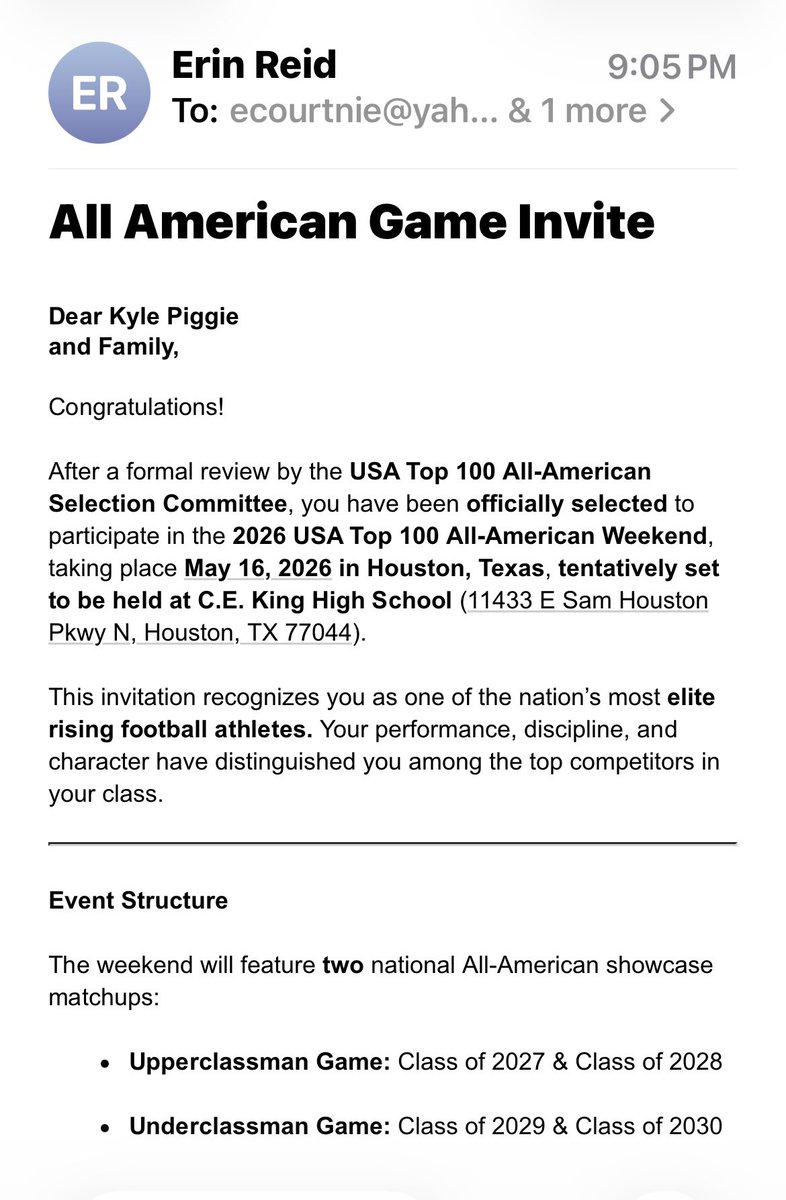 Blessed to be invited to the USATOP100 All-American spring game #AGTG <a href="/SweetFeet13_/">Josh Johnson</a> <a href="/PrepRedzoneAR/">Prep Redzone Arkansas</a> <a href="/tctabler/">PrepRedZoneTom Tabler</a> <a href="/PrepRedzone/">Prep Redzone 🏈</a> <a href="/nxtrndusa/">NXTRND</a> <a href="/youareathlete/">You Are Athlete</a>