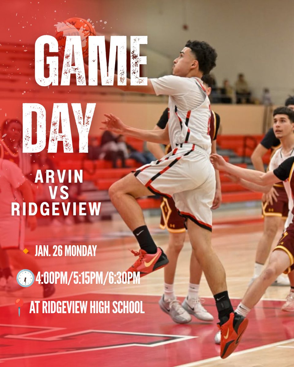 Your Bears 🐻 on the road Monday at Ridgeview High.  Let's support all 3 level teams.