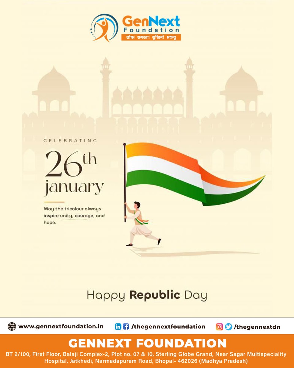 thegennextfdn's tweet photo. Celebrating 77 years of the Indian Republic 🇮🇳

A day that reminds us of the values that shape our nation — Integrity, Equality &amp; Responsibility.

Let’s move forward together, building a stronger and progressive India.
#RepublicDay 🇮🇳
#77thRepublicDay
#ProudToBeIndian https://t.co/RN9RZIIcIl