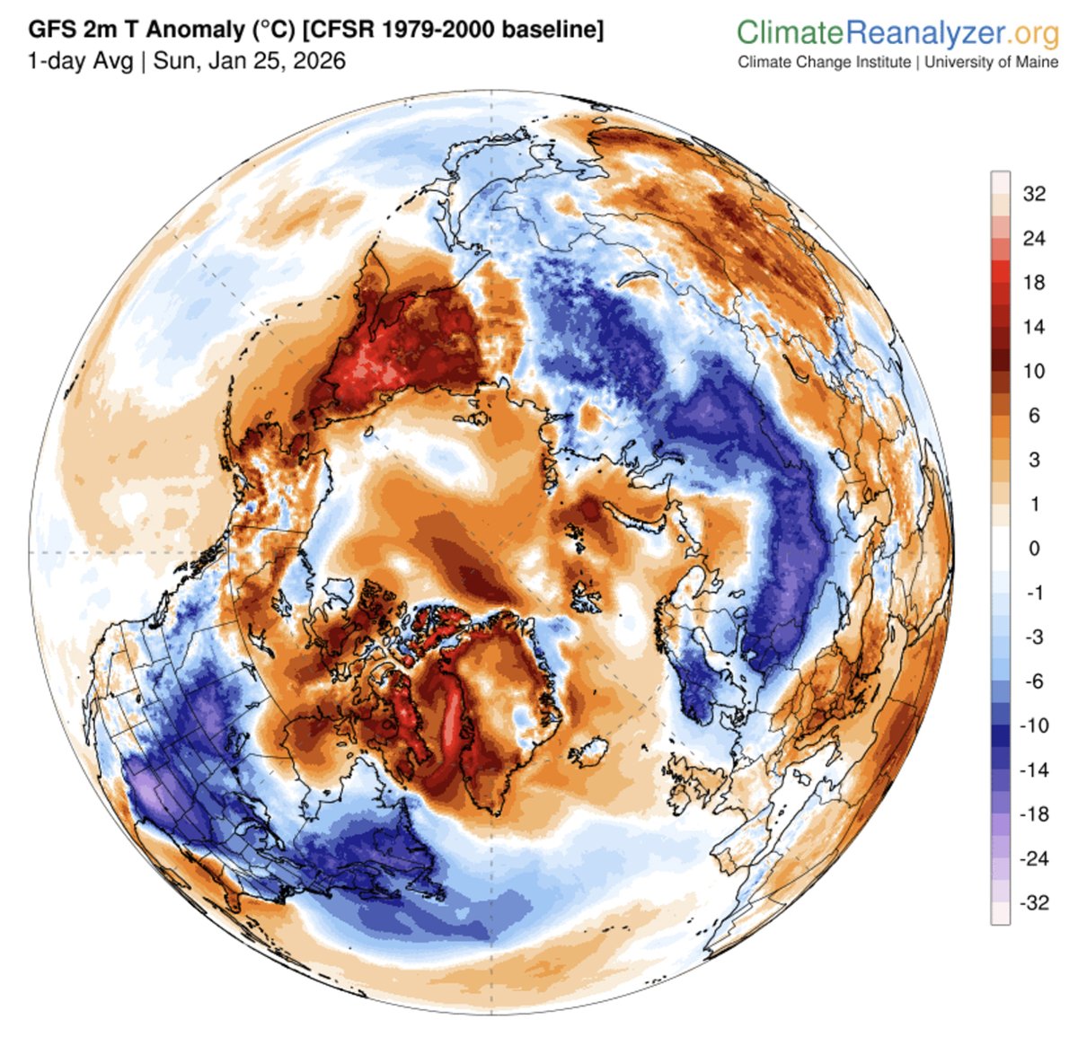 StefanBurnsGeo's tweet photo. Brrrr ❄️ The disruption of the polar vortex paired with some crazy space weather (severe geomagnetic storm, historic severe radiation storm) has plunged much of the northern hemisphere into frigid conditions with huge even record snowfall https://t.co/ZedlAse9Qr