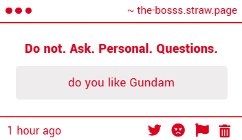 b0ssofnothing's tweet image. Yes. I'm dating three(?).

What is a Gundam.

Huh?