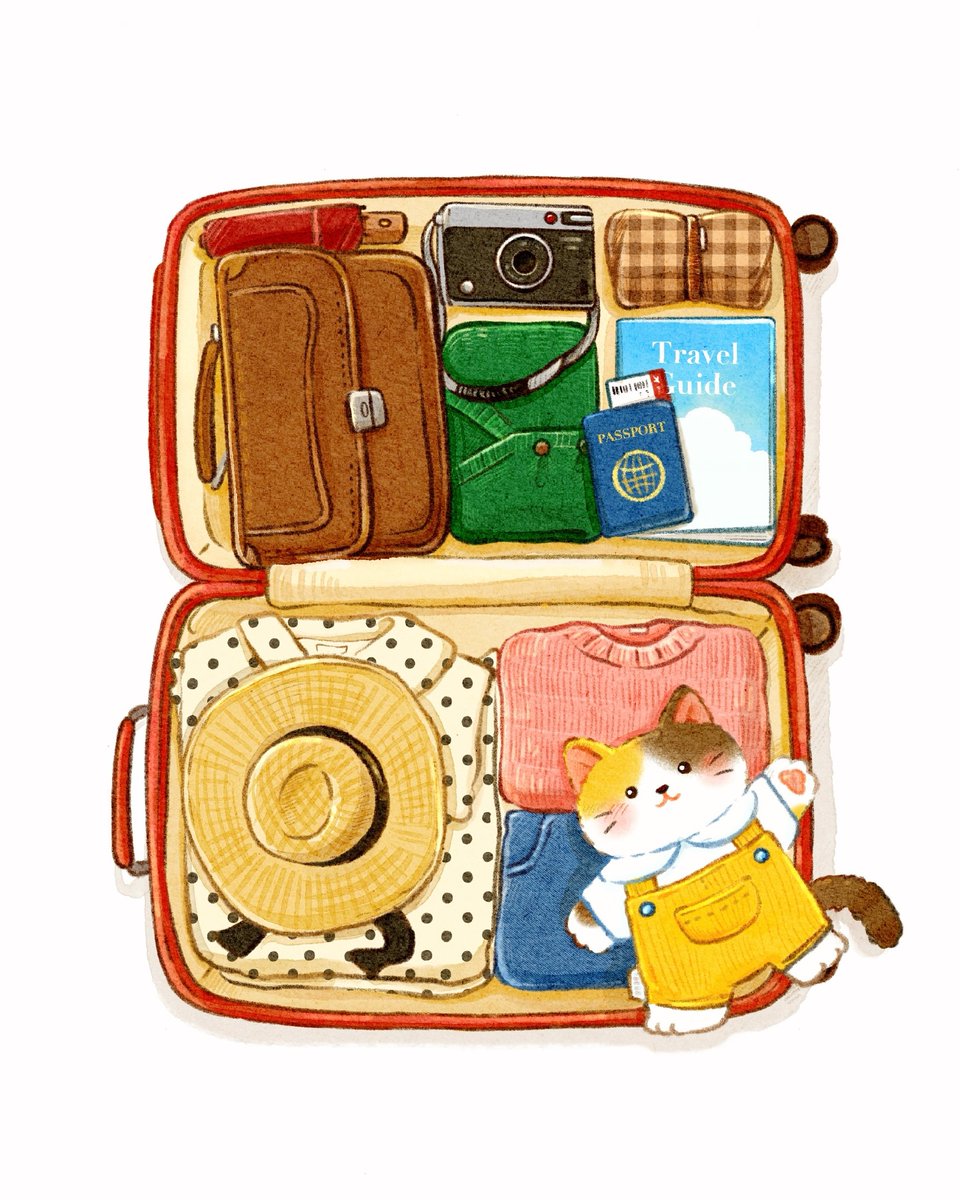 どこへ行こう？🧳✈️

#illustration #Illustrator #イラストレーター #イラスト #イラスト好きさんと繋がりたい #猫のいる暮らし #猫のいる暮らし